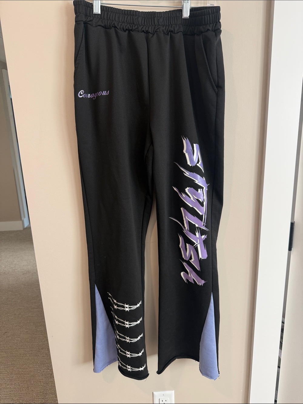 Black & Lavender Graphic Track Pants